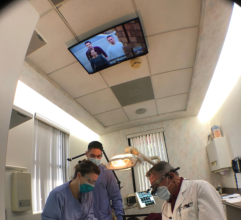 Ceiling TVs for patient's entertainment during treatment